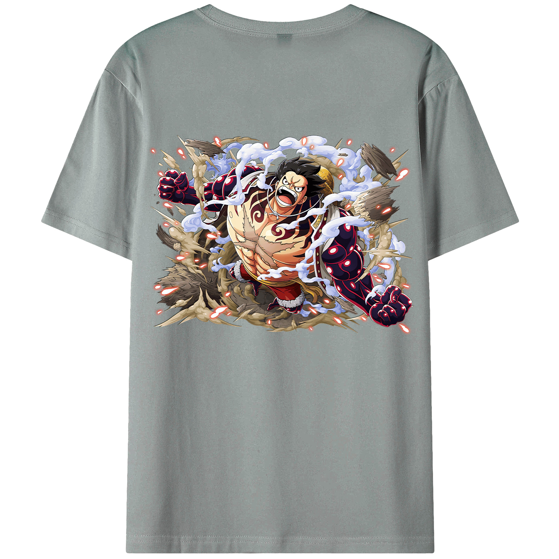 ワンピース モンキー・D・ルフィ ONE PIECE Monkey D. Luffy 綿100％ メンズ半袖Tシャツ（バックプリント） 通気性